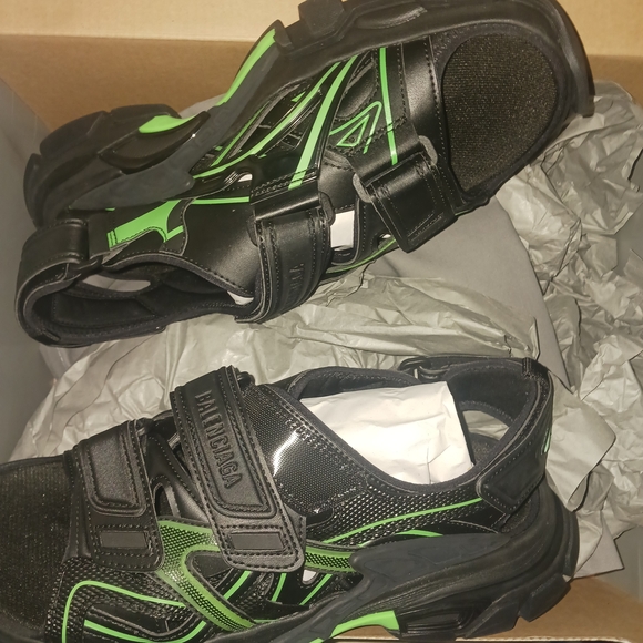 Balenciaga Men\'s Black and Green Sandals main image 4